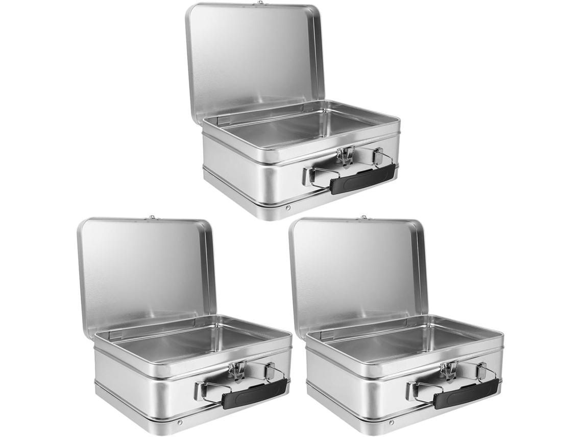 Conjunto De 3 Lancheiras Metal Bento, Medindo 20, 6x 15x 7, 6cm 8, 1x 5, 9x 3 Polegadas
