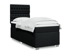 Vidaxl Cama Com Molas/colchão 90x200 Cm Tecido Preto