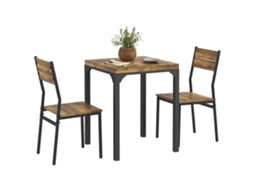 Mesa Jantar Com 2 Cadeiras Embutidas Para Cozinha E Sala E Casa, Rústico