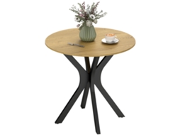 Mesa de jantar redonda, moderna, 78x78x75cm, madeira natural, S/MARCA