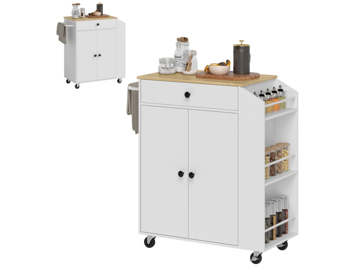 Ilha de Cozinha Melamina de Madeira e Mdf Cor Branco 82x38x86,5 cm Homcom