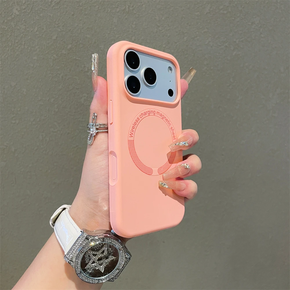 (rosa, Iphone 16) Capa De Celular Fosca Em Silicone Líquido Macio, Compatível Com Carregamento Sem Fio Magnético Magsafe.
