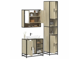 Vidaxl 3 Pcs Conj. Móveis Casa Banho Derivados Madeira Carvalho Sonoma