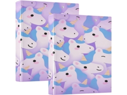Pasta Com Estampa De Unicórnio Fofo, Roxa, 3, 8cm 1, 5 Polegadas, 3 Argolas Com Bolsos, Pacote Com 1 2 Unidades