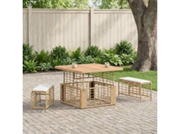Vidaxl Conjunto De Jantar Para Jardim 3 Unid. Natural E Branco