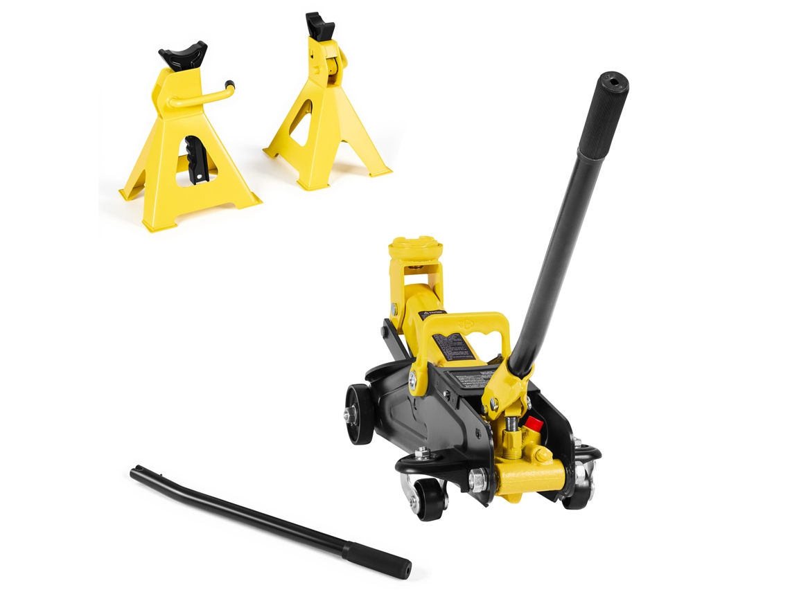 Macaco Hidráulico de Perfil Baixo com Capacidade 2 T, Aço para Carros Suportes, Bomba Elevação Rápida um Só Pistão, Faixa 130 310 Mm, Automóveis
