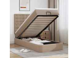 Vidaxl Cama Otomana Com Colchão 90x190 Cm Couro Artificial Cappucino