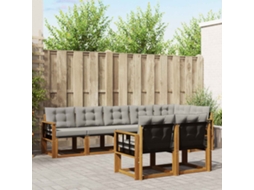 Vidaxl Conjunto De Sofás Para Exterior 8 Unid. Cinza Natural E Claro