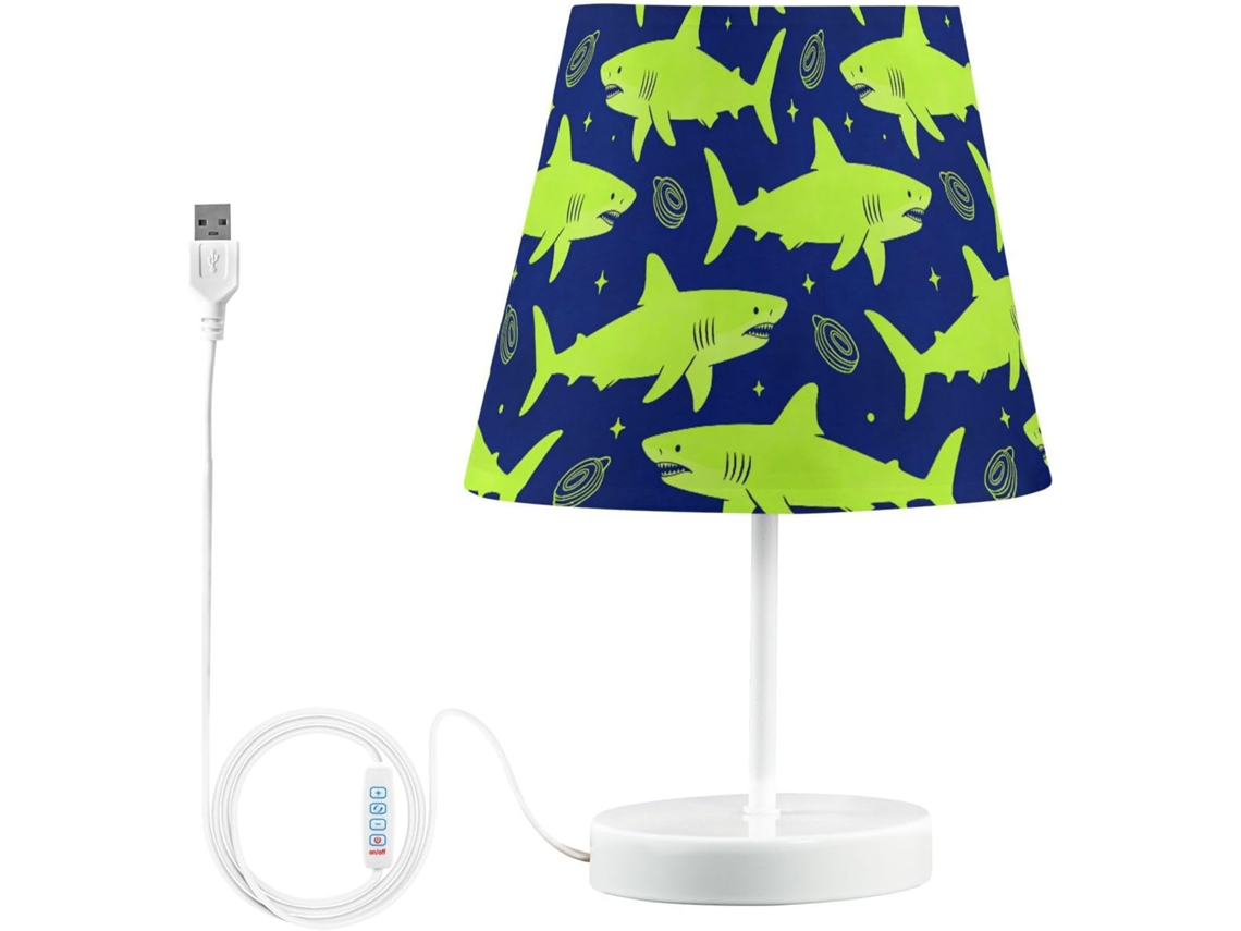 Luminária Noturna Cilíndrica Usb Junzan Sharks Com 3 Cores Reguláveis