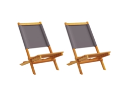 Cadeiras De Jardim 2 Pcs Acácia Maciça E Tecido Antracite Dkd Home Decor