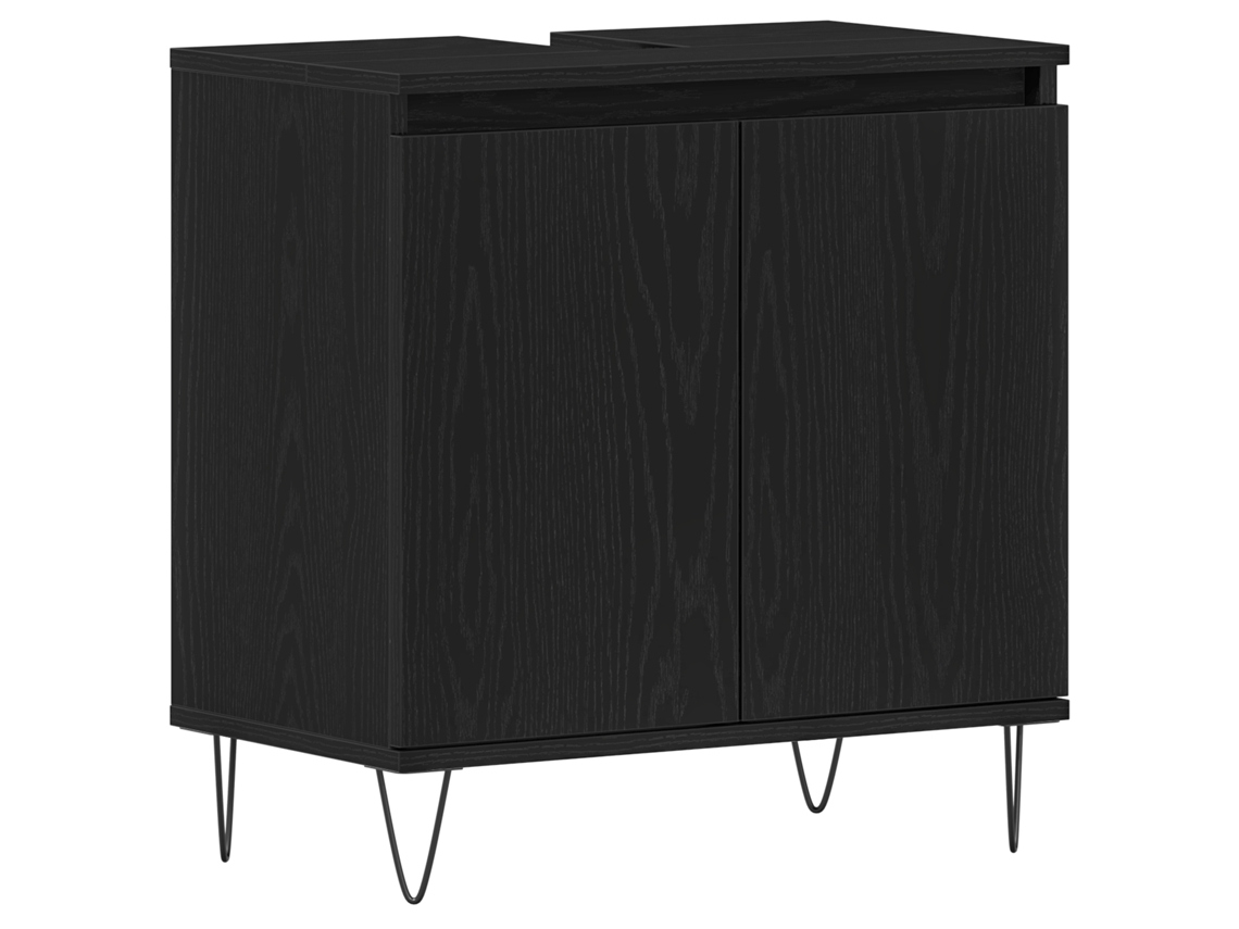 Conjunto 1 Armário De Banheiro Vidaxl Preto Derivados De Madeira (58 X 33 X 60 Cm)