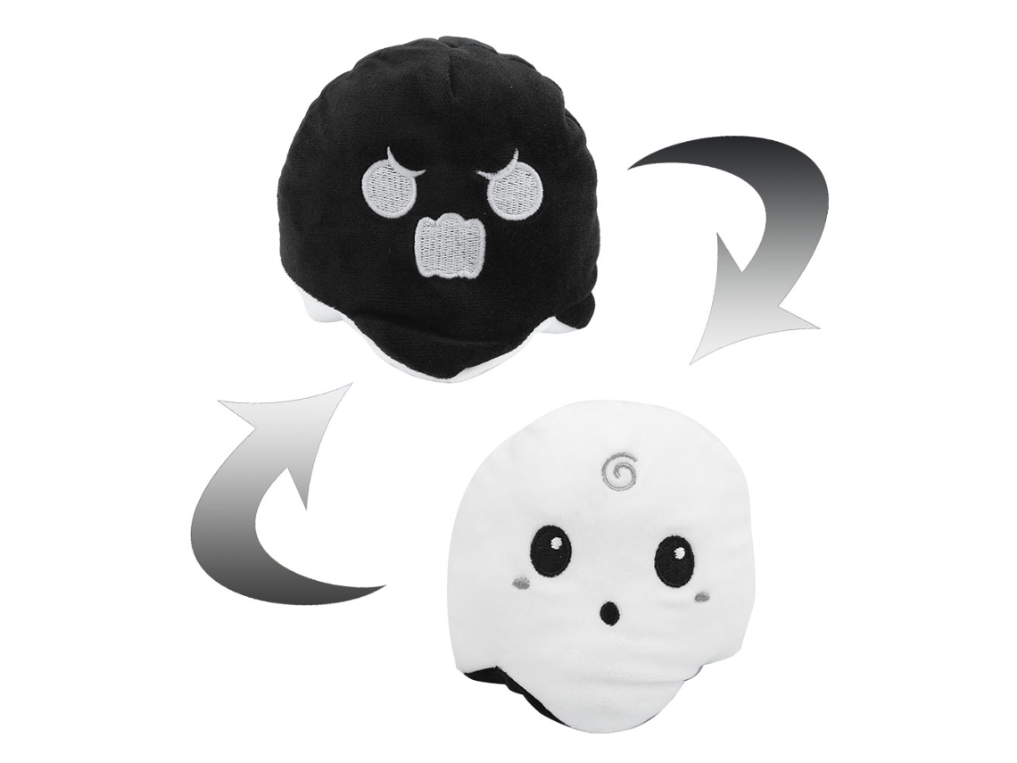 Primerox brinquedo de Pelúcia Reversível Halloween 10cm Cor Branco+preto Soft Flip Boneco Infantil