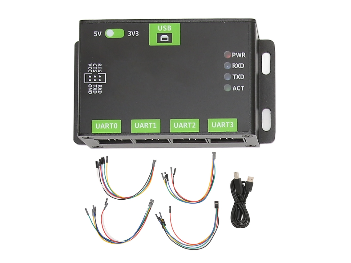 Adaptador Usb Para 4ch Ttl Uart Com Shell De Liga De Alumínio Conversor De Comunicação Serial Industrial