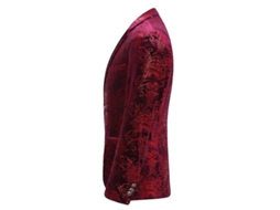 Jaqueta Slim Fit Masculina Com Lapela Notch, Botões E Fenda Única - Ideal Para Festas E Casamentos, 100% Poliéster Vermelho
