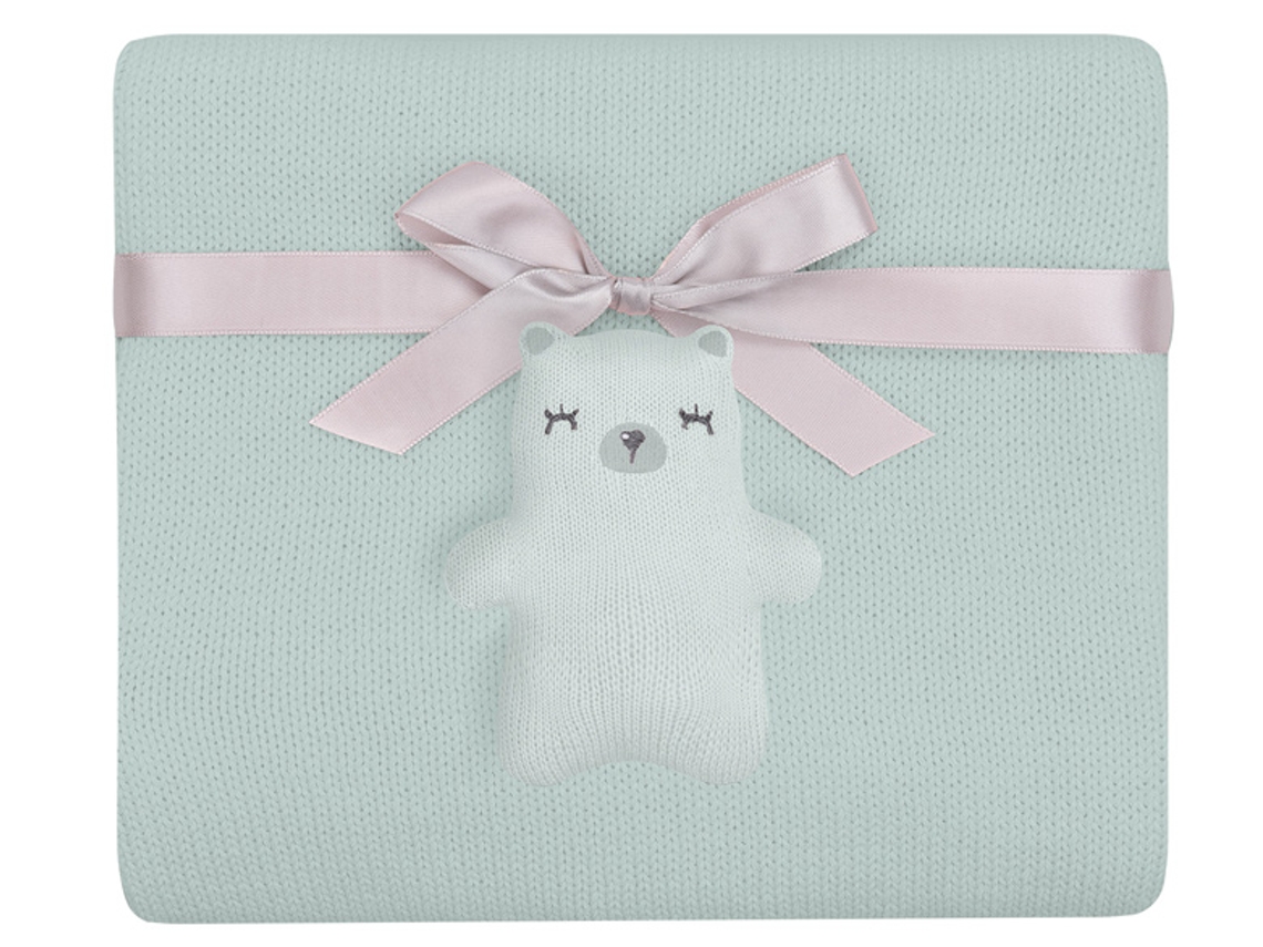 Manta de Malha em Algodão KIKKABOO Bear With Me Menta