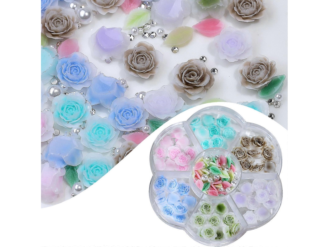 Amuletos De Arte Para Unhas Com Flores Rosas, 3d, Folhas, Resina, Suprimentos Para Unhas, Decoração De Unhas Para Mulheres E Meninas Hengrongshen