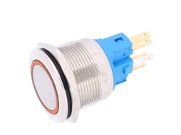 Laxiscreed Interruptor De Pressão Com Anel Laranja, 22mm, 6 Pines, Auto-travante, Para Aplicações Em Dc 3-6v