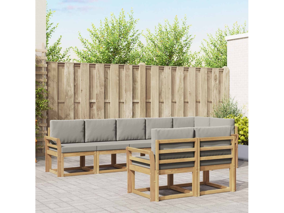 Vidaxl Conjunto De Sofás Para Exterior 8 Unid. Branco E Cinzento-claro