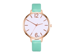 Relógio de Pulso Feminino de Moda com Pulseira de Couro Pu e Dial Redondo Menta