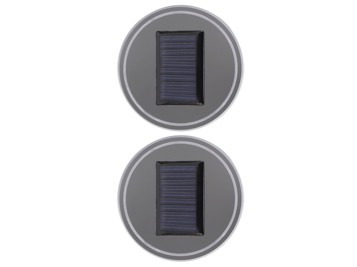 2 Piezas Posavasos para Carro com Luz LED Solar e Indução por Vibração, Interior Ambiental