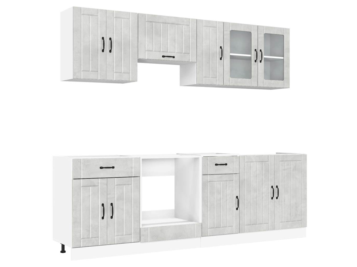 Kitchen Cabinet Set, Kitchen Cabinet Sets Vidaxl Cinzeto Madeira Processada (n/a)