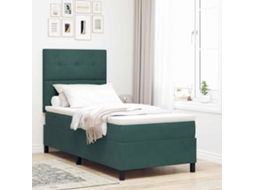 Vidaxl Cama Box com Cabeceira Verde Escuro 100 X 200 Cm Veludo