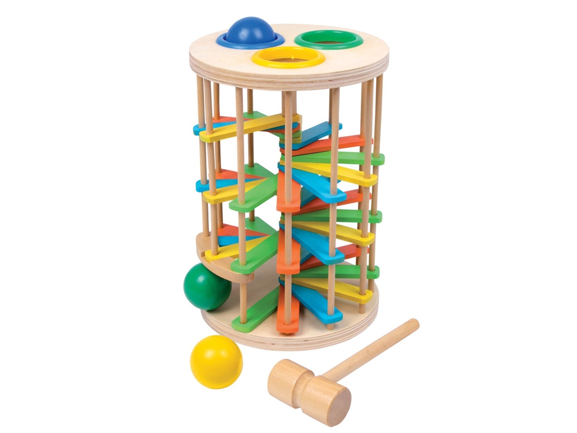 Brinquedo Educativo De Madeira Small Foot Com Torre De Bolas E Martelo.