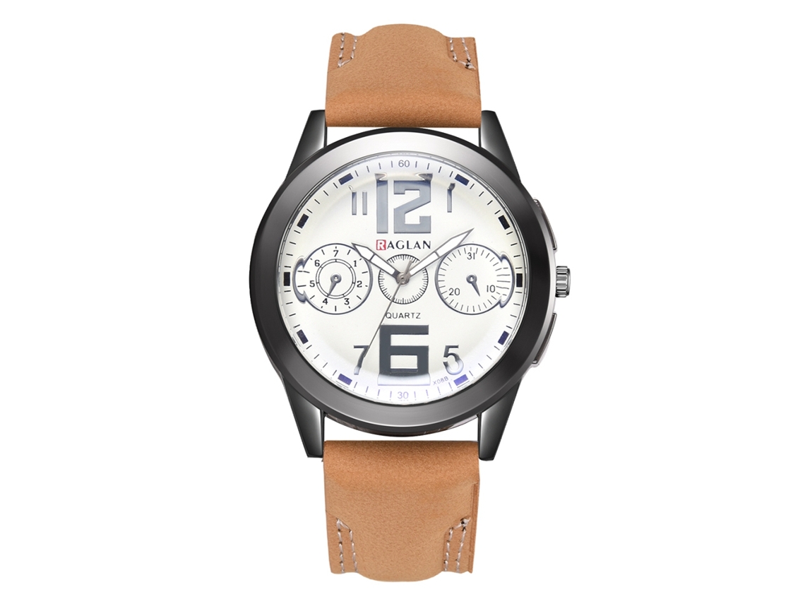 Relógio Casual Masculino Pulseira Pu Liga Quartzo com Números Grandes (café)