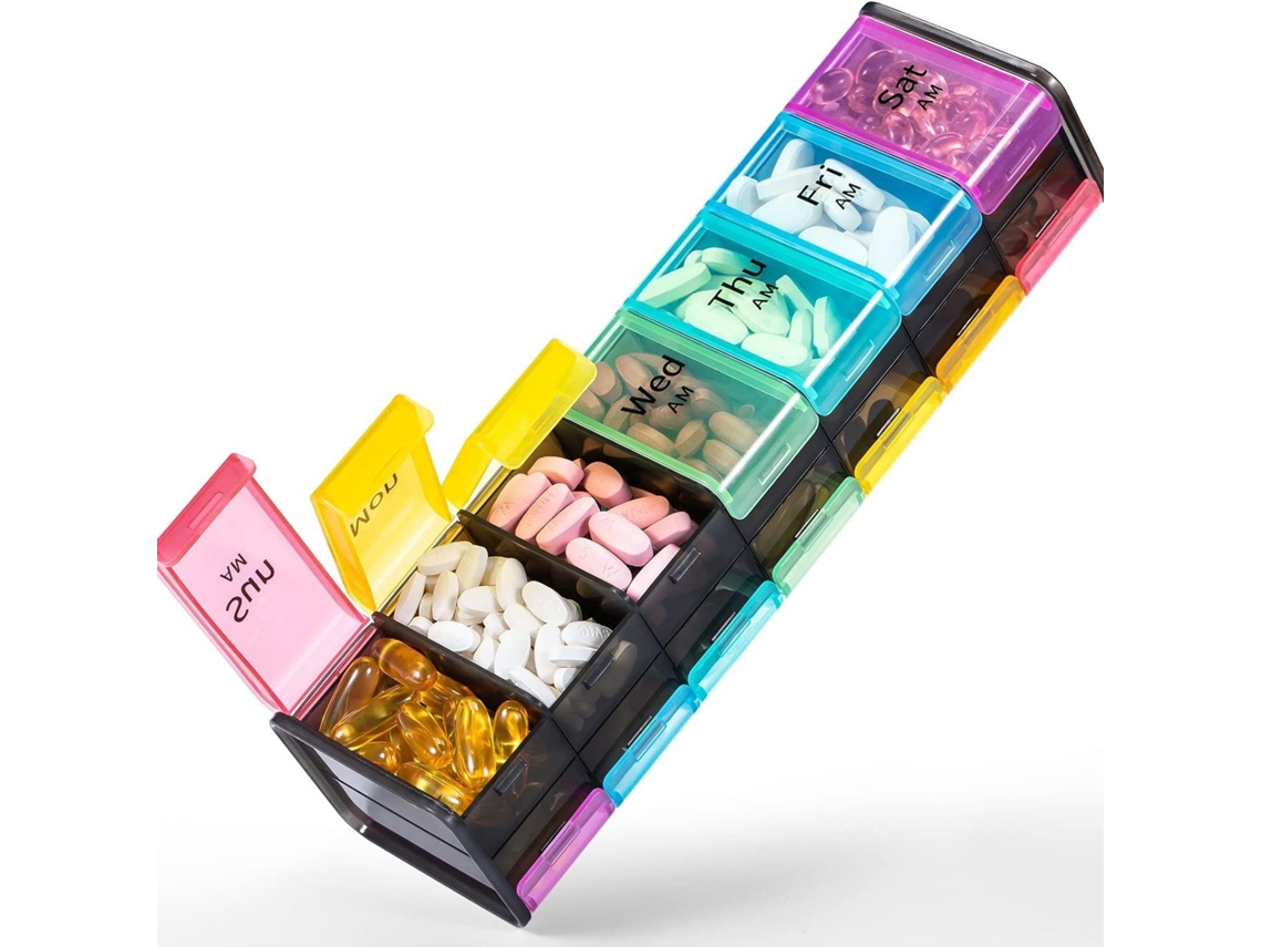 Organizador Semanal De Comprimidos Eifson Extra Grande 7 Dias Am Pm Sem Bpa (colorido)