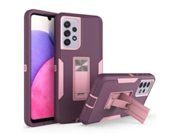 2026 capa para Samsung Galaxy A33 5g Anti queda Pc+tpu com Suporte Integrado e Placa de Metal Rosa Ouro Roxo