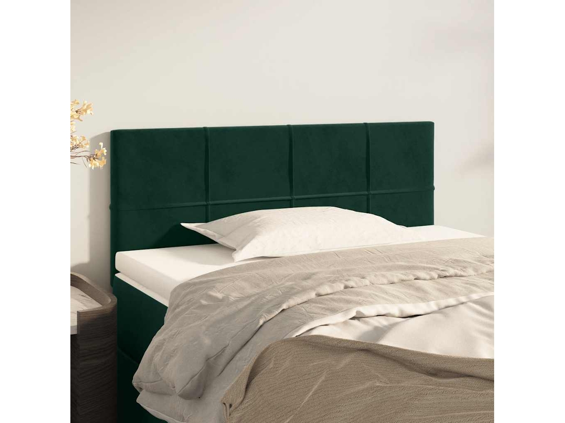 Vidaxl Cabeceira De Cama Veludo 100x5x78/88 Cm Verde-escuro