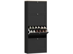 Sapateira para 24 Pares com 4 Gavetas Rebatíveis Preto 60x23.5x151cm BTFORUS