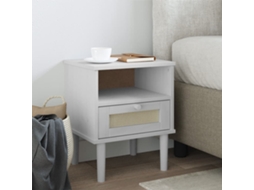 Vidaxl Mesa De Cabeceira Senja 40x35x48 Cm Pinho Maciço Branco