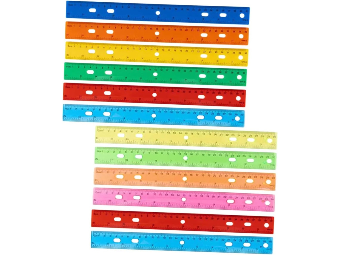 Conjunto De 12 Réguas E Fitas Métricas De Plástico Coloridas Angooil