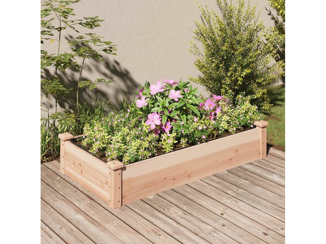 Vidaxl Canteiro Elevado C/ Forro 120x60x25 Cm Madeira De Abeto Maciça