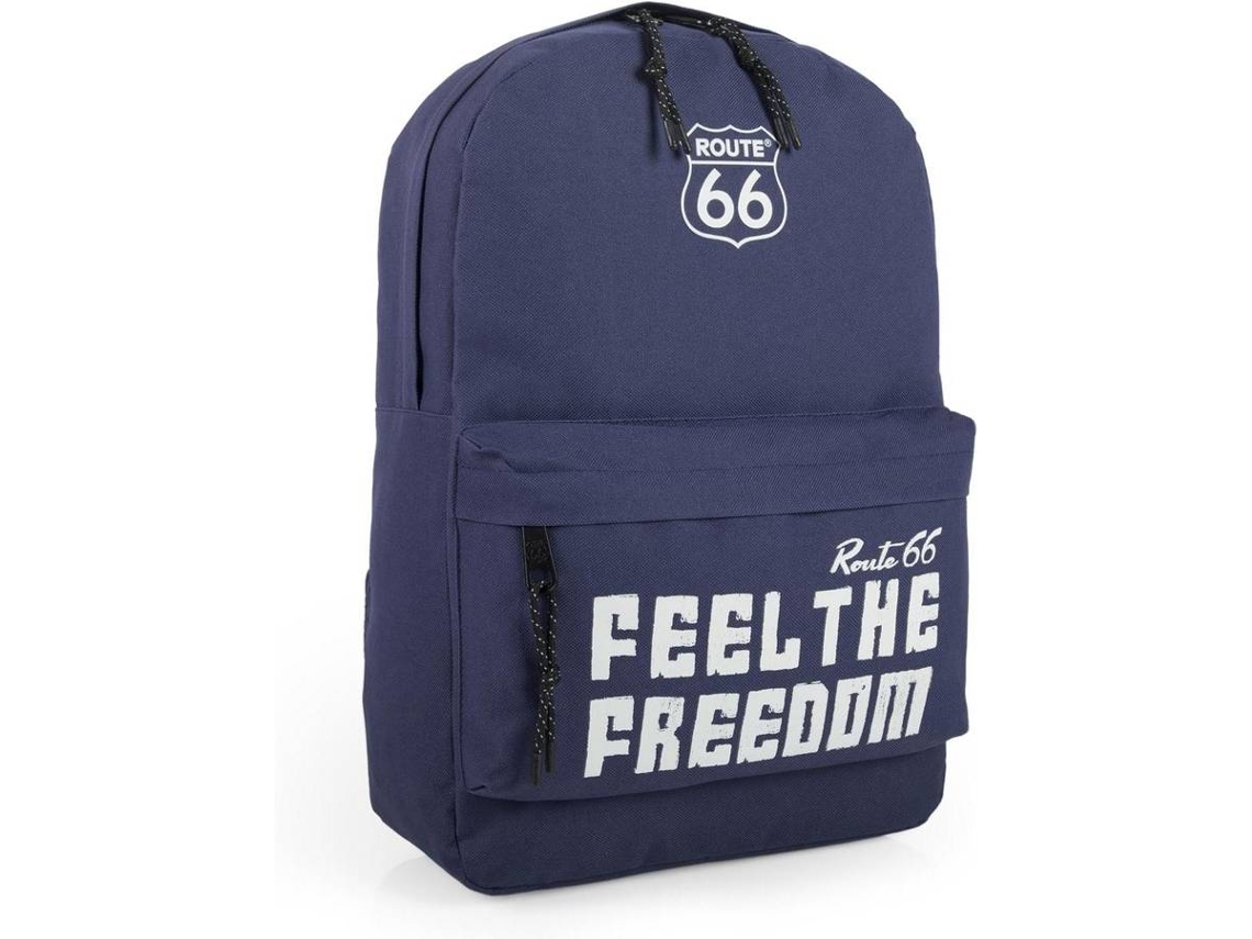 Mochila ROUTE 66 Acolchoada De Lona Estampada (40 x 30 x 11 cm - Azul)