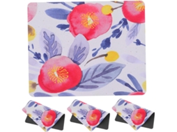 Conjunto De 4 Mousepads Gamer, Tapete De Borracha Antiderrapante Para Computador, Design Floral, Mac Gokoco