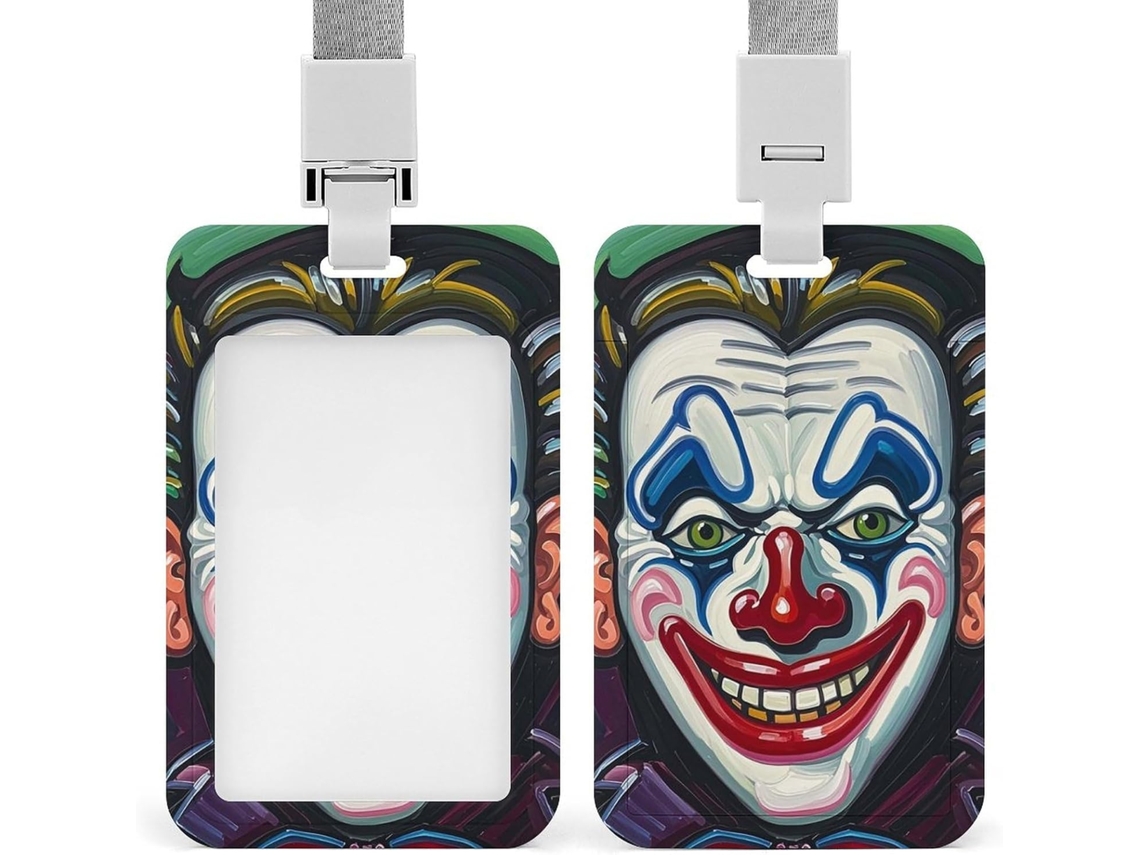 Porta Crachá Com Clipe, Estampa De Palhaço Malvado Fofo, Com Cordão, Ideal Escritórios, Reuniões De Negócios,