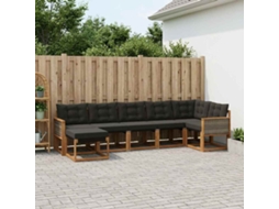 Vidaxl Conjunto De Sofás Para Exterior 7 Unid. Natural E Preto