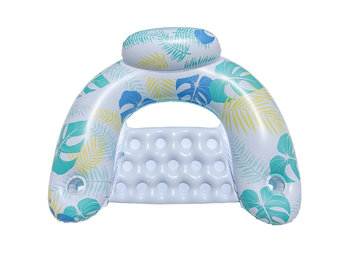 Cadeira inflável para piscina com porta copos e encosto em azul claro SIURN