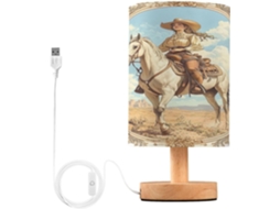 Luminária De Cabeceira Pequena Skyshu Em Estilo Vintage Ocidental, Luminária De Mesa Led Usb, Luminária De Cabeceira Com