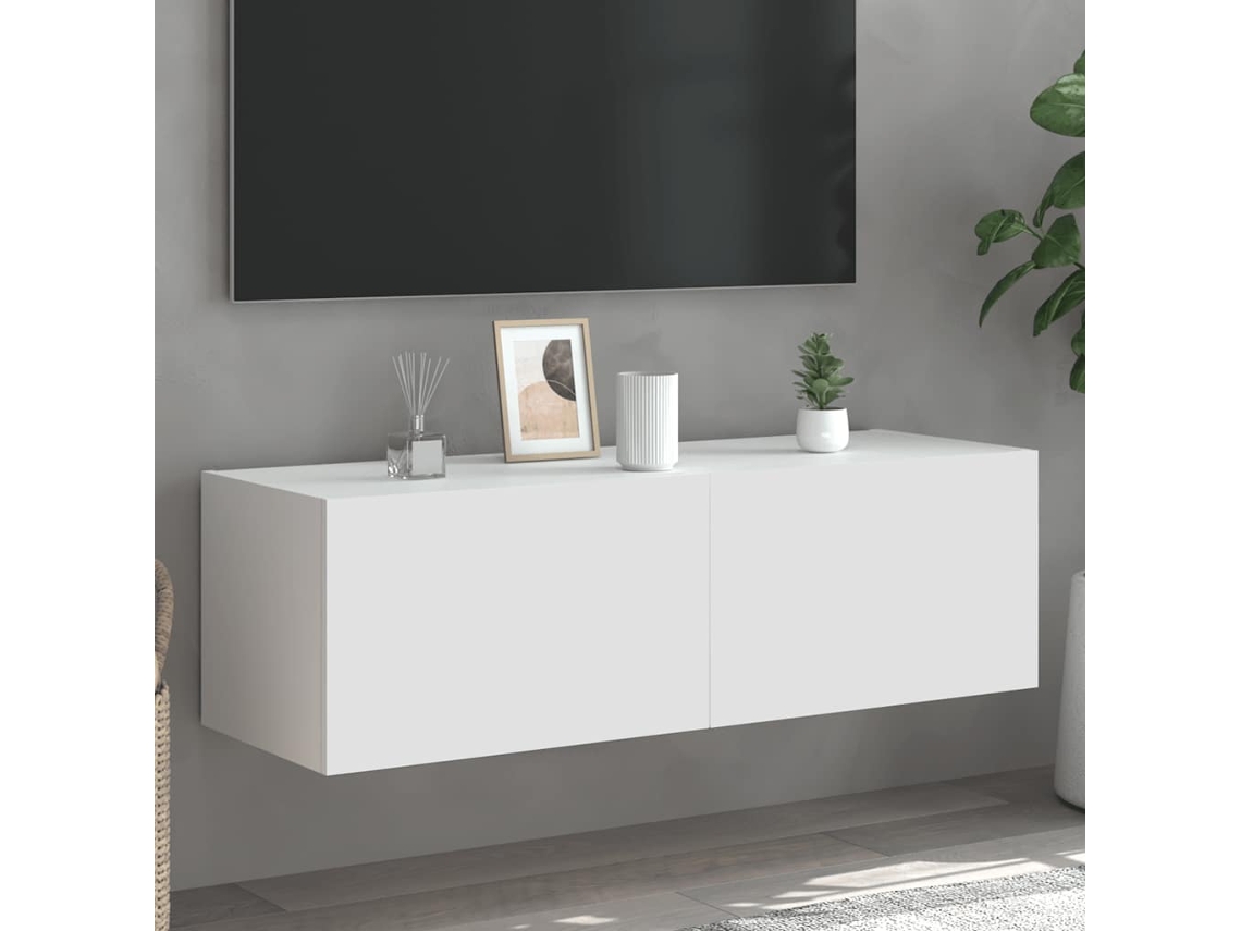 Vidaxl Móvel De Parede Para Tv Com Luzes Led 100x35x31 Cm Branco