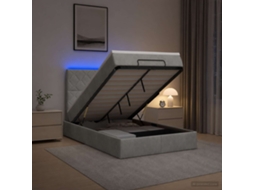 Vidaxl Cama Ottoman Com Colchão E Led Cinzento-claro 120 X 200 Cm