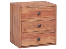 Vidaxl Mesa Cabeceira 3 Gavetas 35x25x35 Cm Madeira De Mogno Maciça