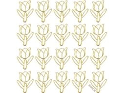Conjunto de 80 clipes de papel em formato de tulipa, clipes de metal dourado charmosos com estojo para armazenamento, Ideais
