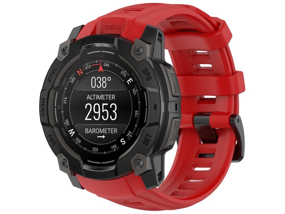 Bracelete Para Garmin Instinct 3 Amoled / Solar (50mm) - Silicone - Liberação Rápida Vermelha
