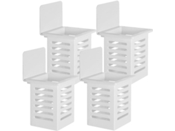 Suporte De Parede Abaodam, Conjunto De 4 Peças, Em Pp Branco, Com Função De Drenagem, Para Banheiro