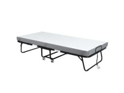 Cama Camping 200x90cm Branca Portátil com 4 Rodas, Colchão de 10cm, Suporte em Aço e Capacidade de 150kg. Ge