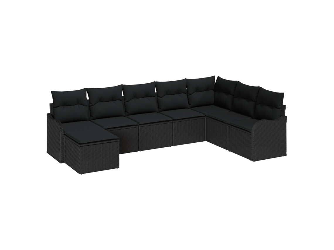 Conjunto 8 Móveis De Jardim Vidaxl Preto Vime Pe (287,5 X 177,5 X 85 Cm)
