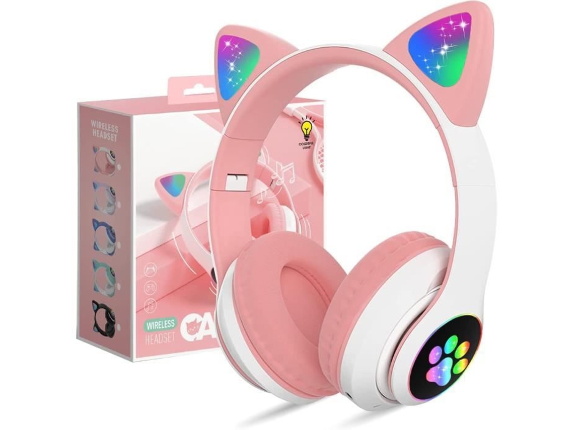 Fones de Ouvido Sem Fio Bluetooth para Crianças Fones de Ouvido Dobráveis com Orelha de Gato Áudio Sem Fio para Crianças Bluetooth 5.0 com 308